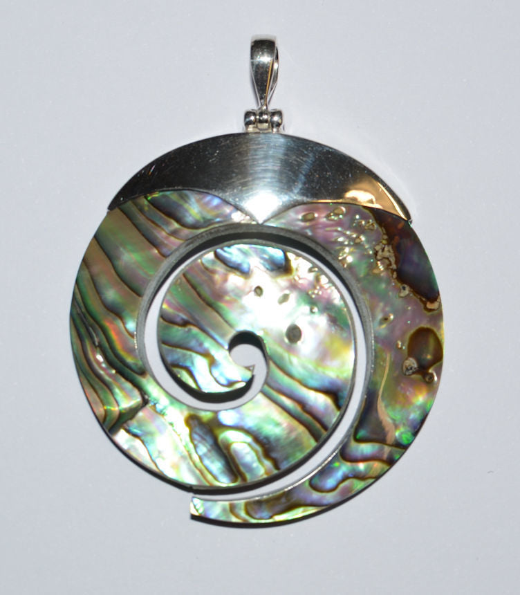 Paua 'Koru' Pendant from Pacific Jewel - Southern Paua New Zealand