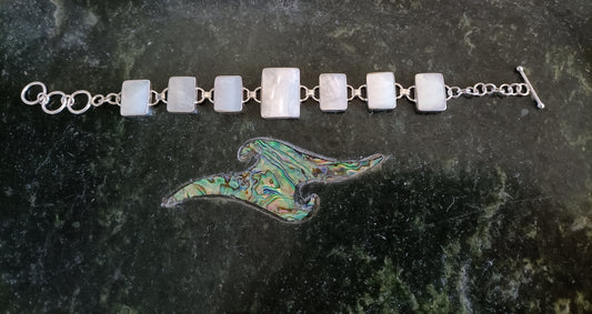 Sterling Silver Mother of Pearl Bracelet from Pacific Jewel - Southern Paua New Zealand