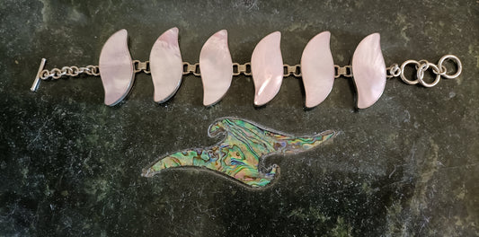 Sterling Silver Pink Shell Bracelet from Pacific Jewel - Southern Paua New Zealand