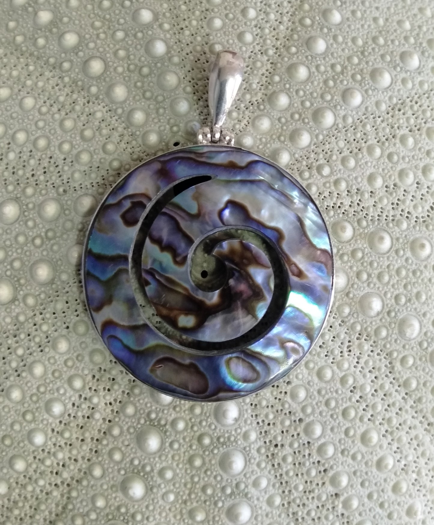 Paua 'Koru' Pendant 52mm from Pacific Jewel - Southern Paua New Zealand