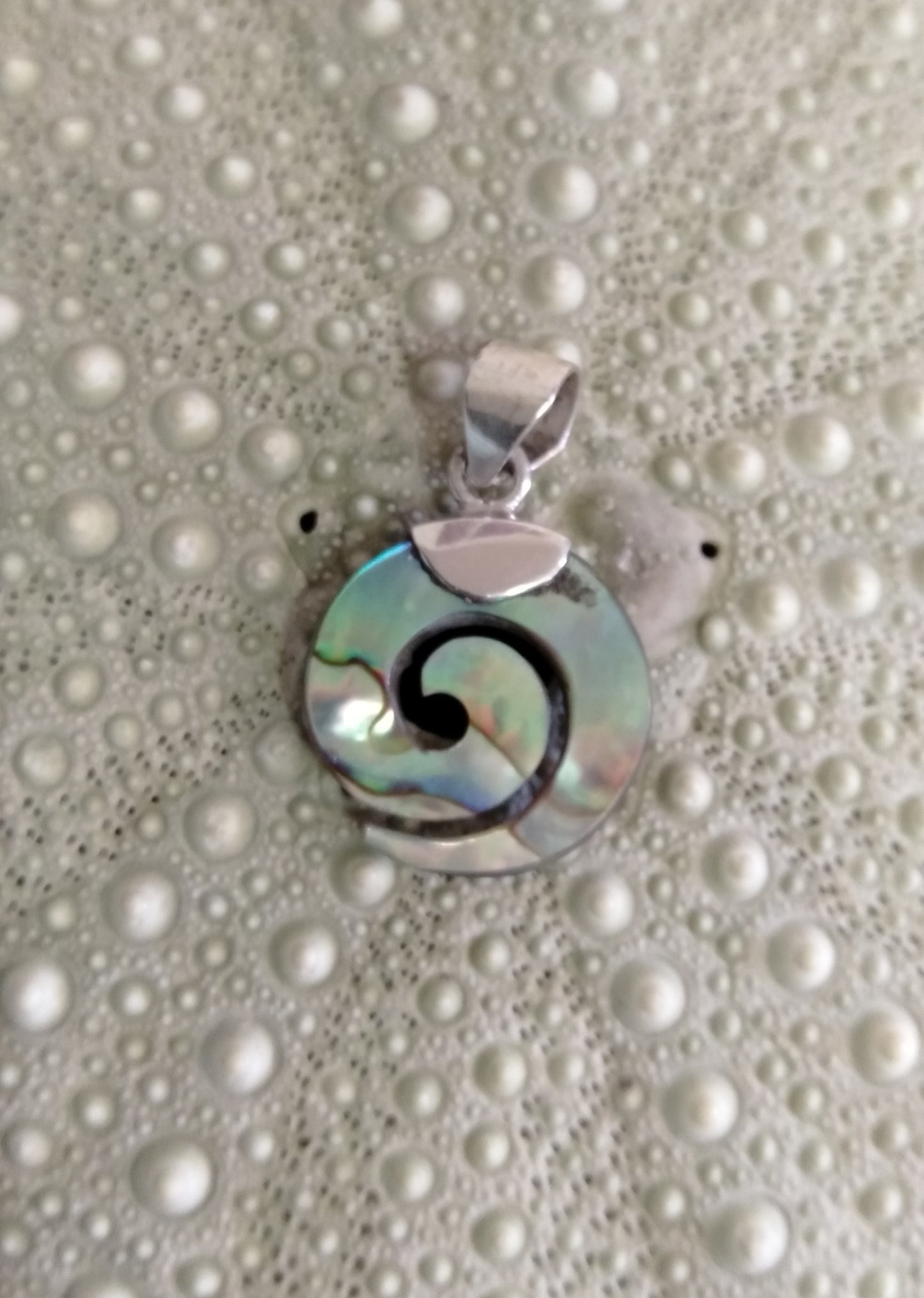 Paua 'Koru' Pendant 15mm from Pacific Jewel - Southern Paua New Zealand