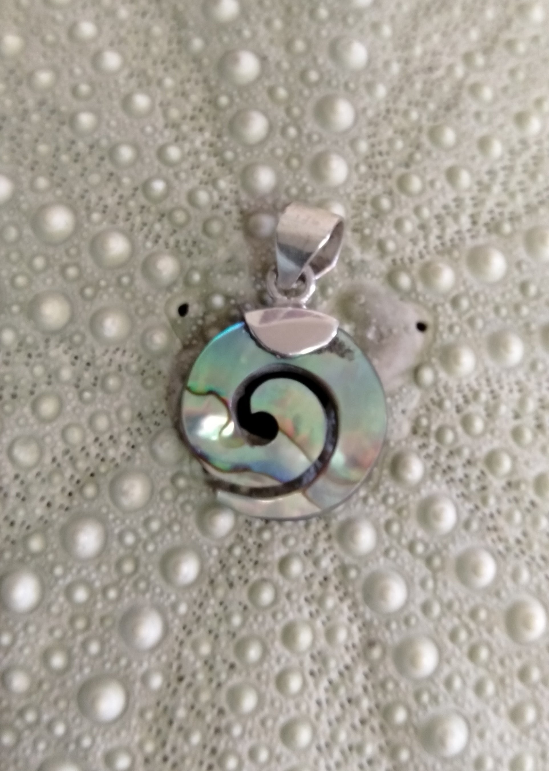 Paua 'Koru' Pendant 15mm from Pacific Jewel - Southern Paua New Zealand