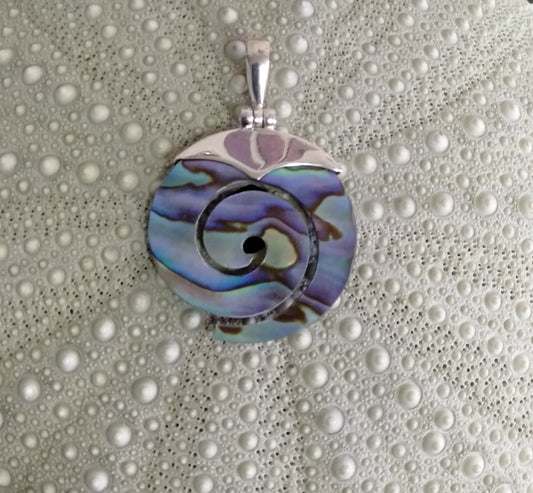 Paua 'Koru' Pendant 30mm from Pacific Jewel - Southern Paua New Zealand