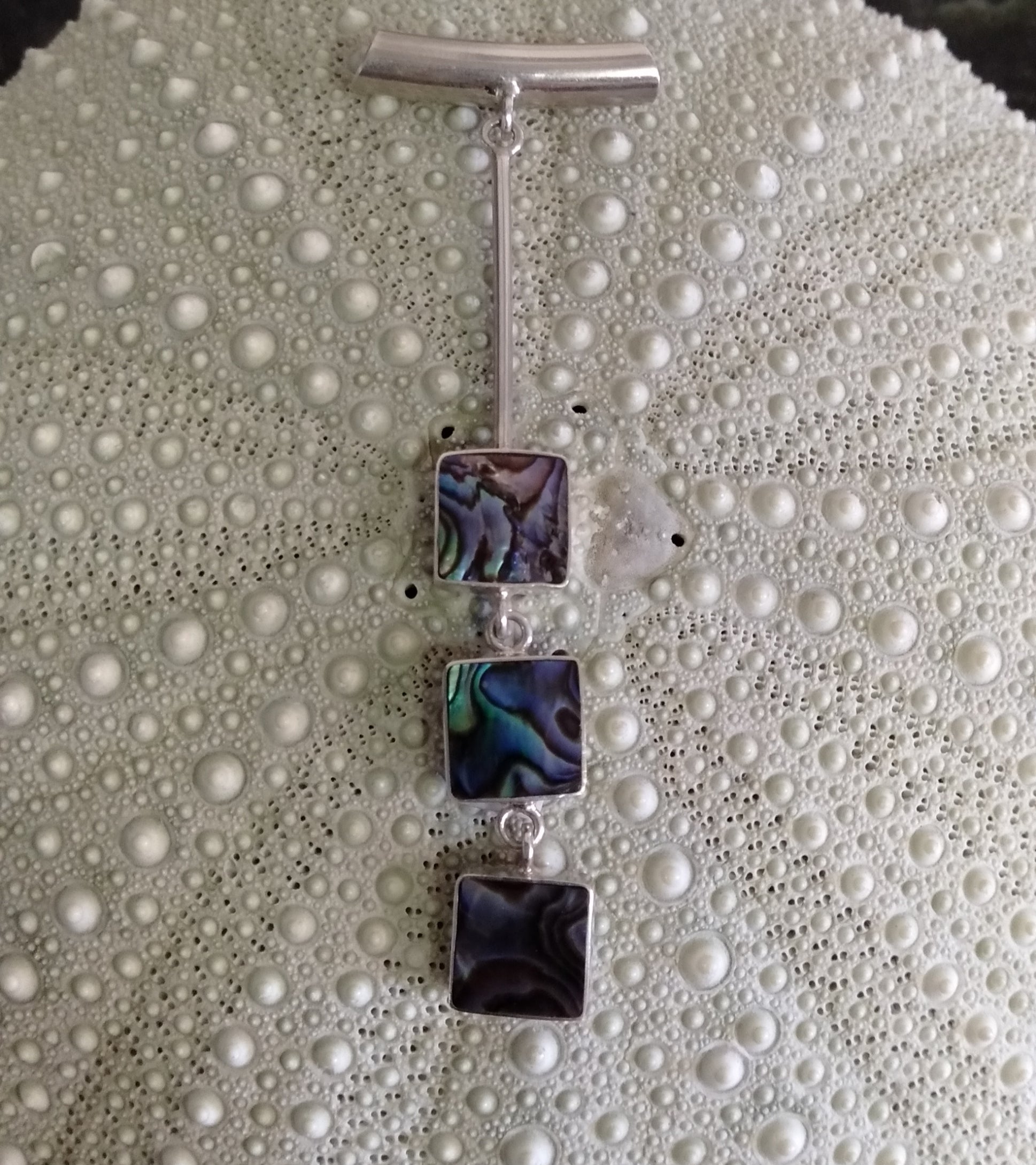 3 Piece Square  Paua Pendant from Pacific Jewel - Southern Paua New Zealand