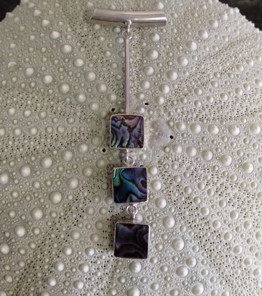 3 Piece Square  Paua Pendant from Pacific Jewel - Southern Paua New Zealand