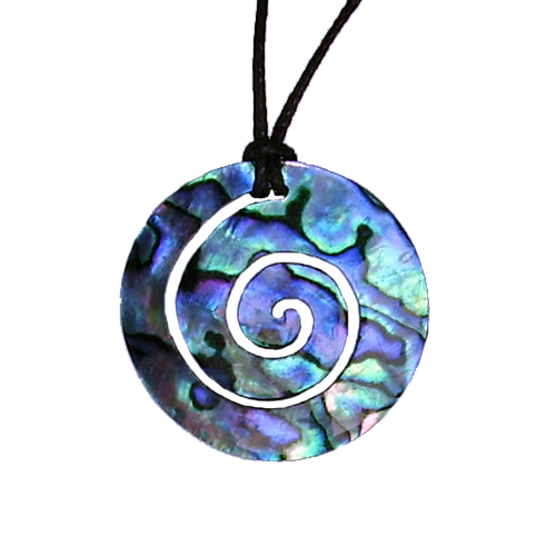 Large Paua Koru Pendant from Pacific Jewel - Southern Paua New Zealand
