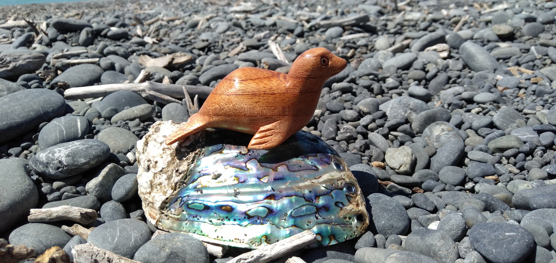 Wooden Seal Small from Pacific Jewel - Southern Paua New Zealand