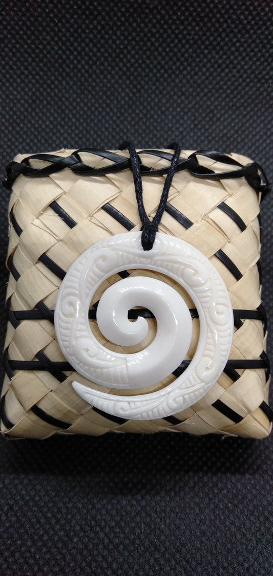 Bone Koru Pendant from Pacific Jewel - Southern Paua New Zealand