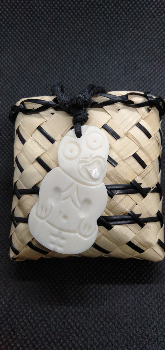 Bone Tiki Pendant from Pacific Jewel - Southern Paua New Zealand