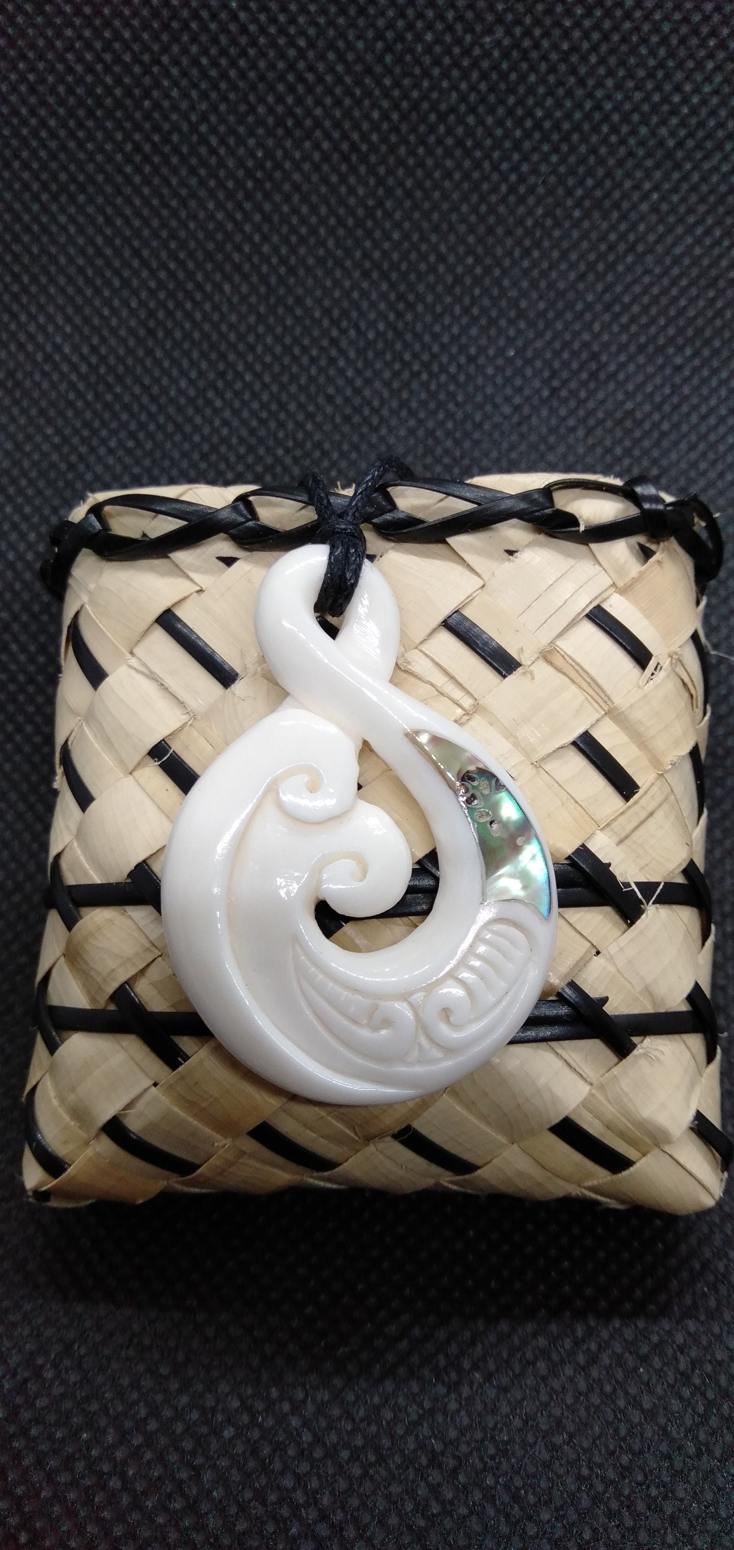 Bone Twist - Koru Pendant from Pacific Jewel - Southern Paua New Zealand