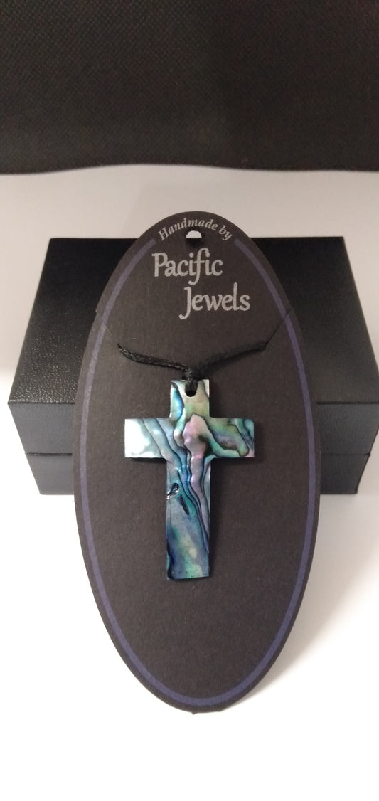 Paua Cross Pendant from Pacific Jewel - Southern Paua New Zealand