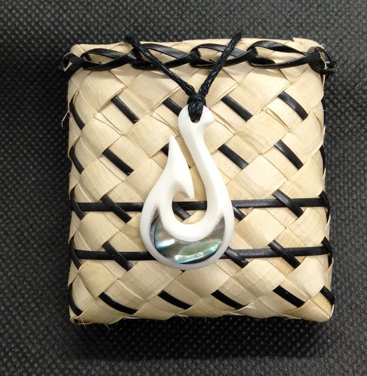 Bone Hook Pendant from Pacific Jewel - Southern Paua New Zealand