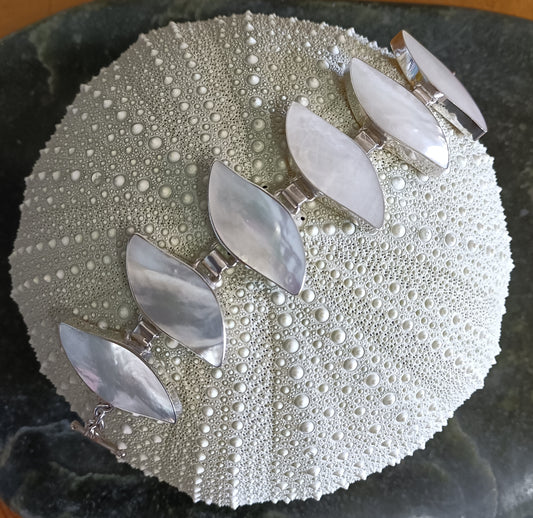 Sterling Silver Mother of Pearl Bracelet from Pacific Jewel - Southern Paua New Zealand