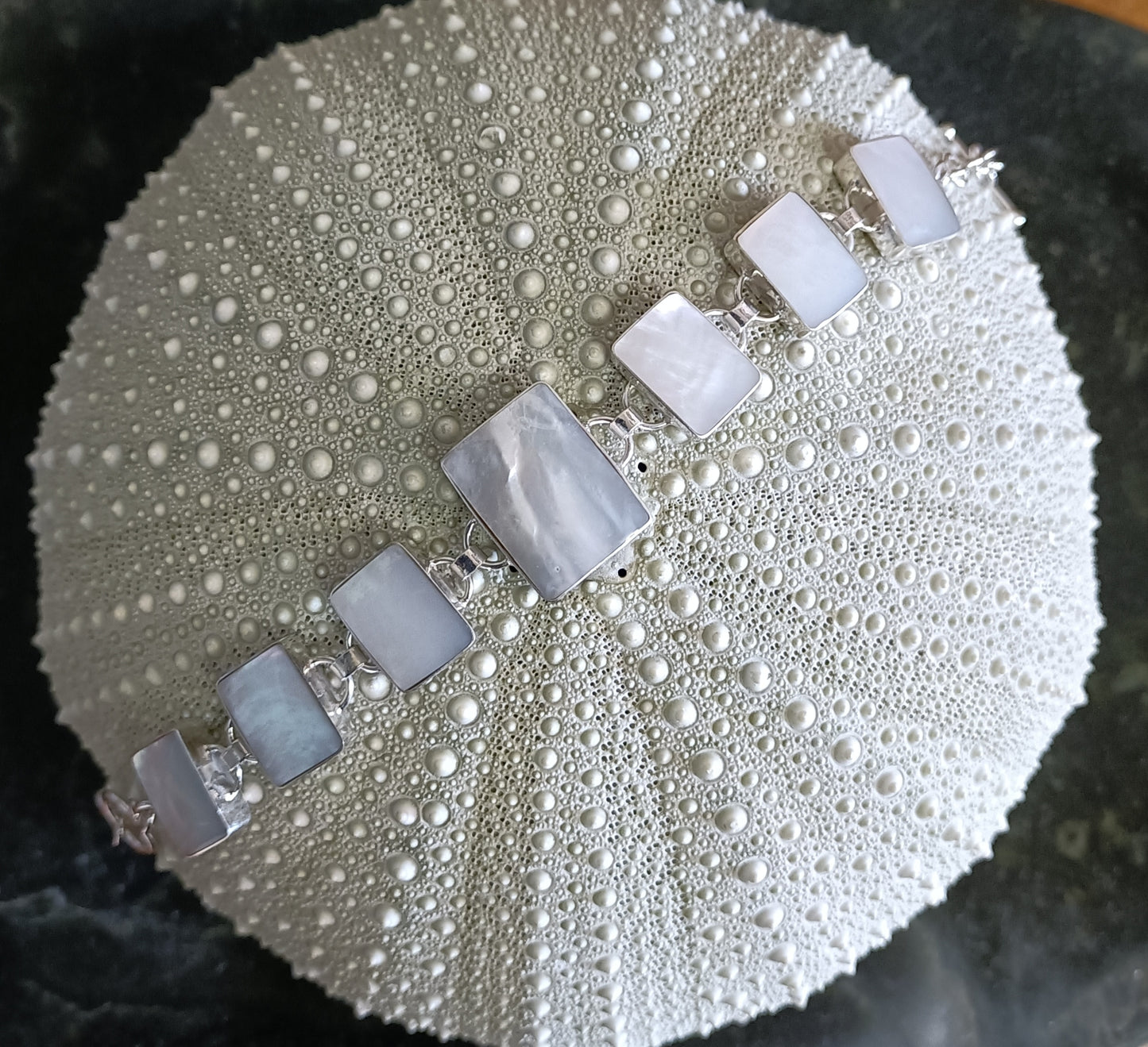 Sterling Silver Mother of Pearl Bracelet from Pacific Jewel - Southern Paua New Zealand