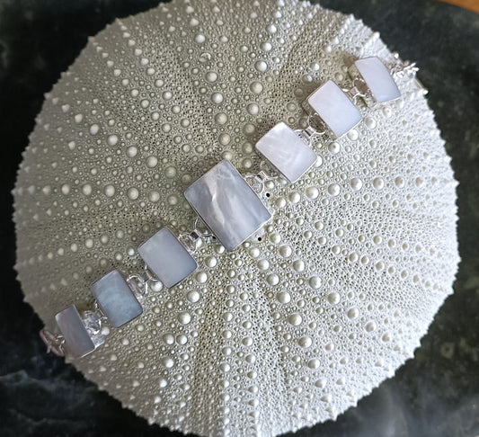 Sterling Silver Mother of Pearl Bracelet from Pacific Jewel - Southern Paua New Zealand