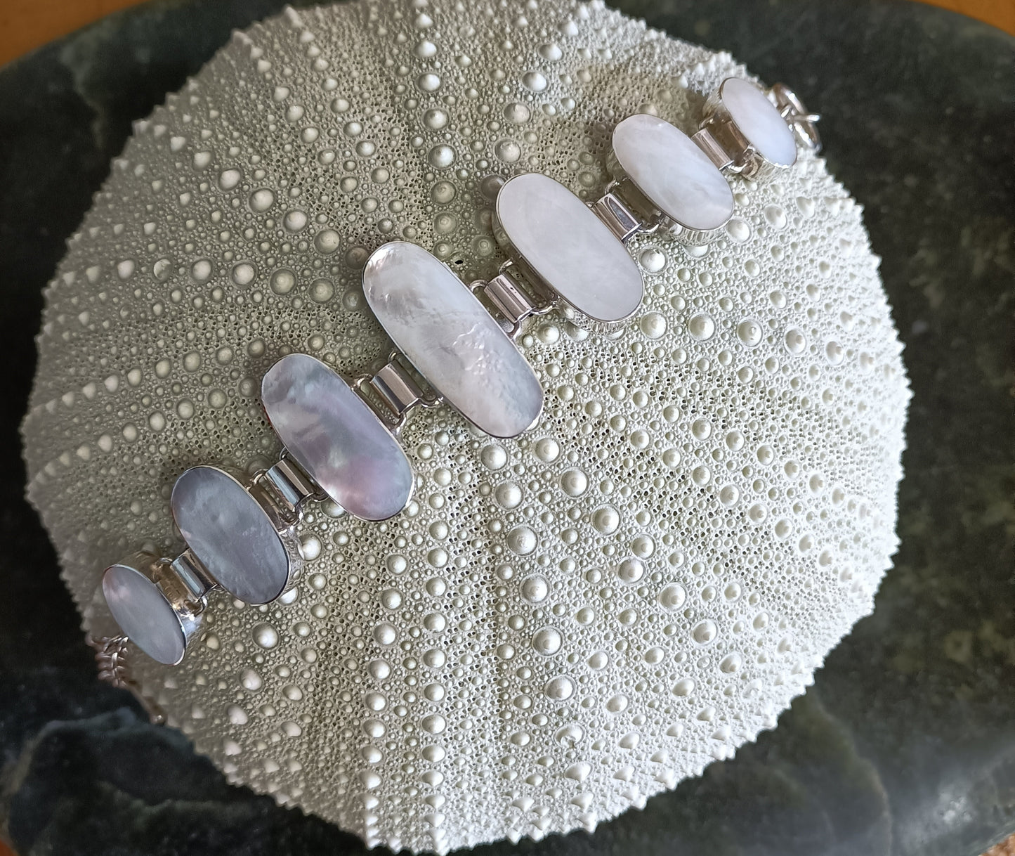 Sterling Silver Mother of Pearl Bracelet from Pacific Jewel - Southern Paua New Zealand
