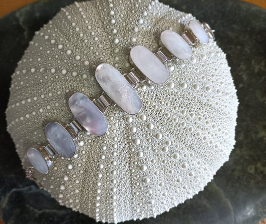 Sterling Silver Mother of Pearl Bracelet from Pacific Jewel - Southern Paua New Zealand