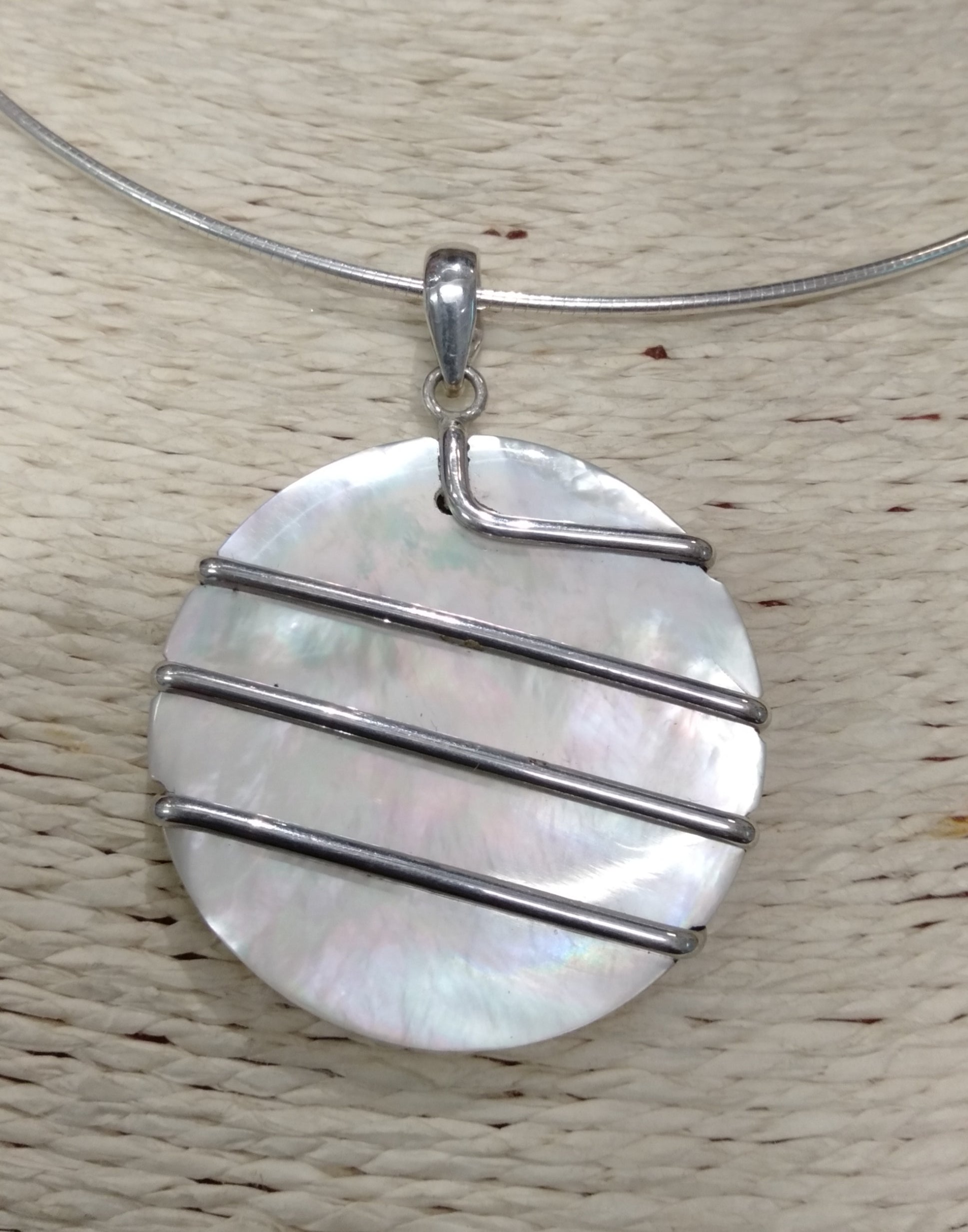 Sterling Silver Mother of Pearl Pendant from Pacific Jewel - Southern Paua New Zealand