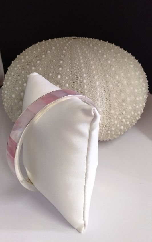 Sterling Silver 925 Pink Mussel Shell Bangle from Pacific Jewel - Southern Paua New Zealand