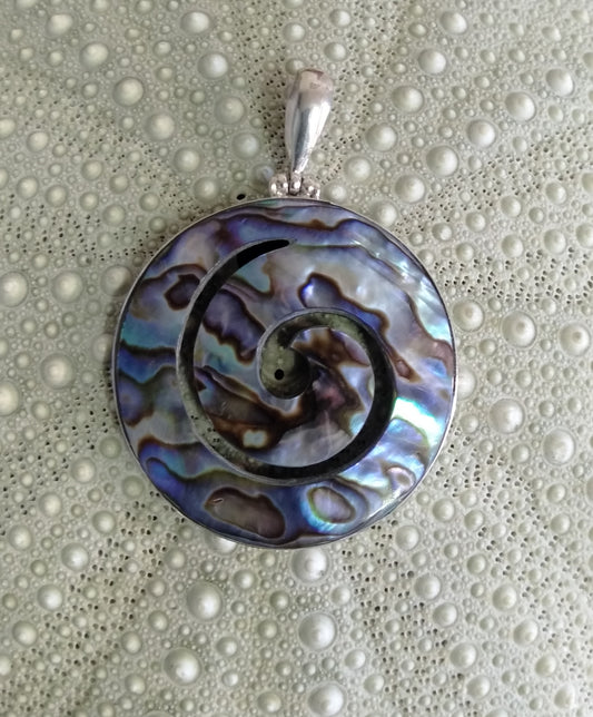 Paua 'Koru' Pendant 36mm from Pacific Jewel - Southern Paua New Zealand
