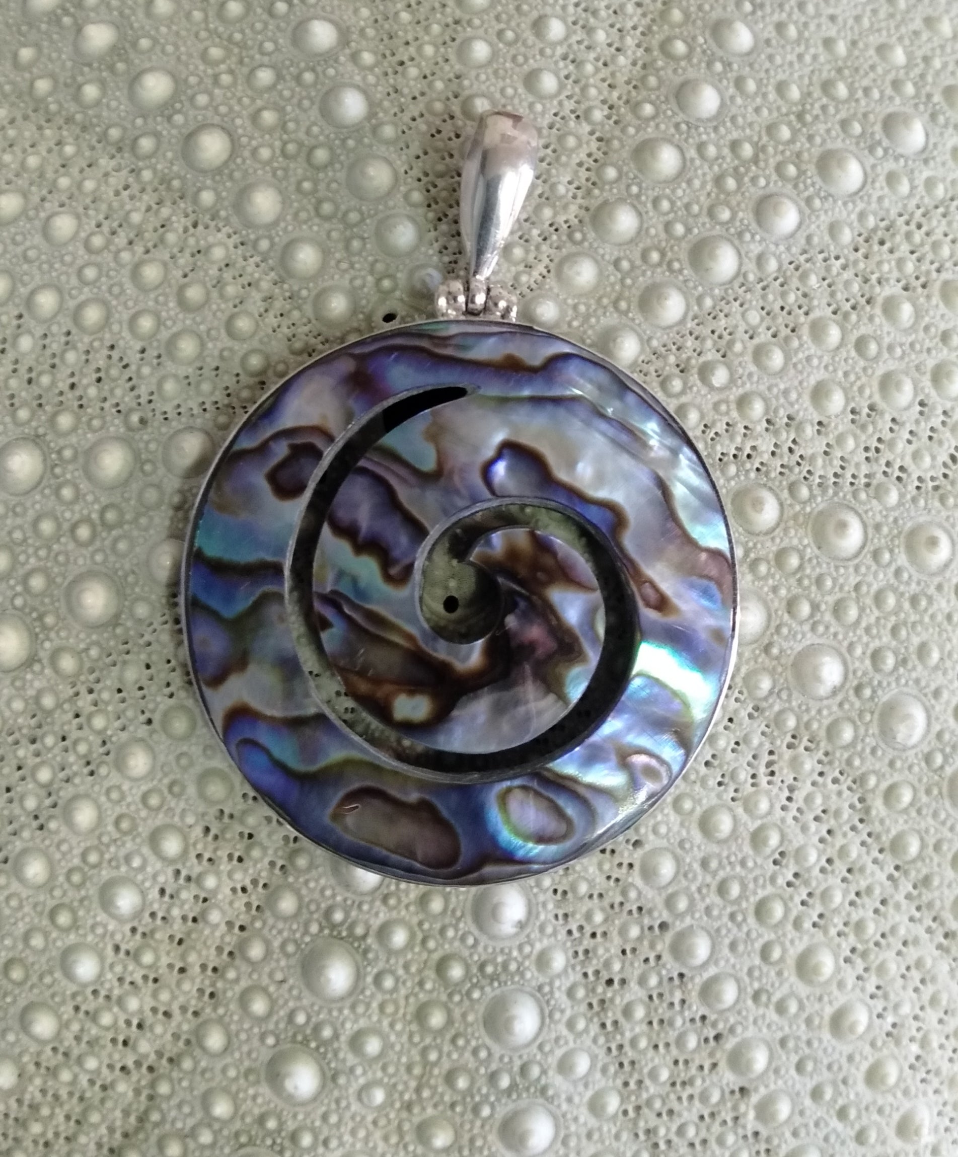 Paua 'Koru' Pendant 40mm from Pacific Jewel - Southern Paua New Zealand